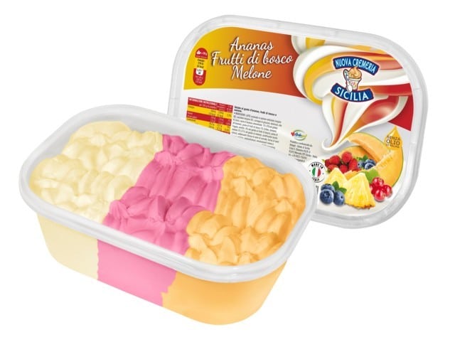 Vaschette Gelateria Siciliana - Ananas, Frutti di Bosco e Melone 1000g